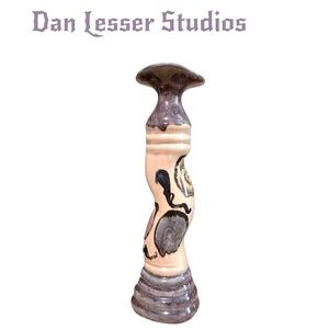 Dan Lasser Vase Pottery - Signed - A Real Find - Colorful Purple Pink Yellow Blk